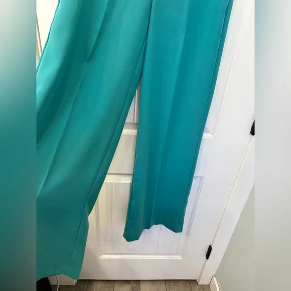 NWT MNG Green Wide Leg Trousers Size 2 High Waist Palazzo - Picture 3 of 6